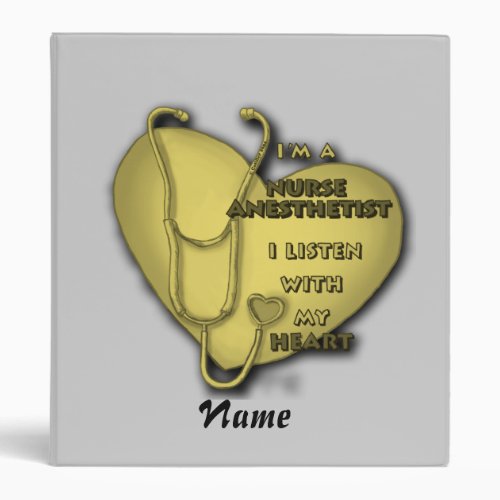 Yellow Anesthetist Nurse Heart custom name binder