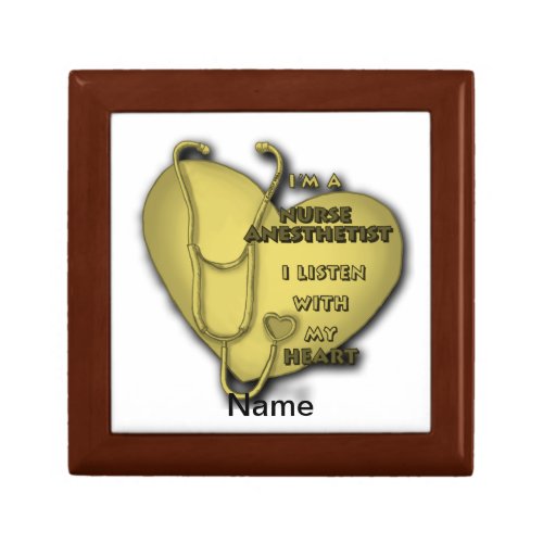 Yellow Anesthetist Nurse Heart custom name Gift Box