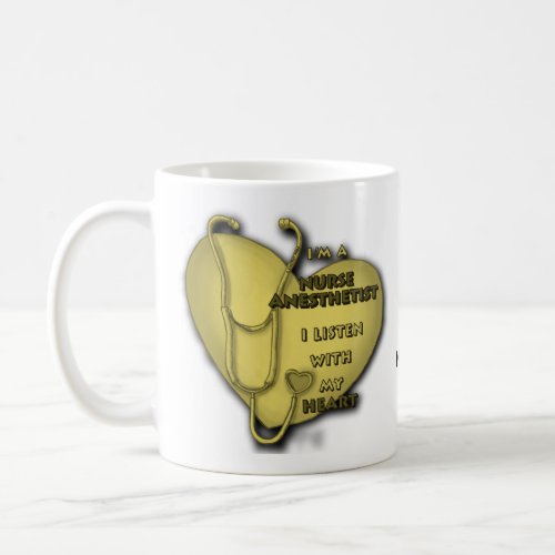 Yellow Anesthetist Nurse Heart custom name mug