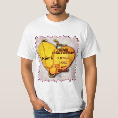 Yellow Anesthetist Nurse Heart custom name t_shirt