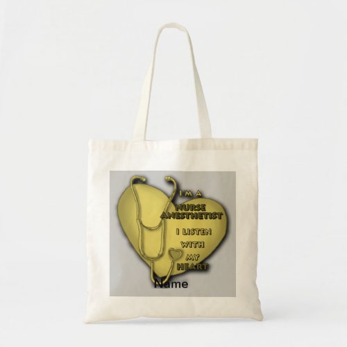 Yellow Anesthetist Nurse Heart custom name  Tote Bag