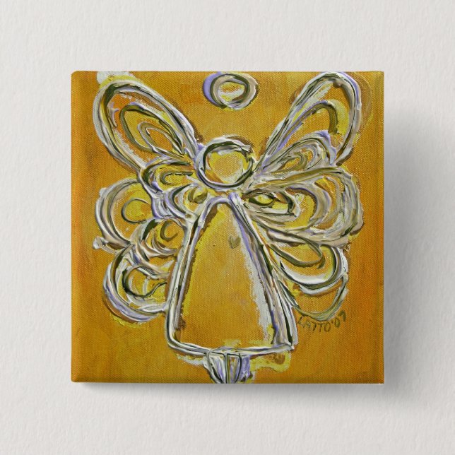 Yellow Angel Button or Pin (Front)