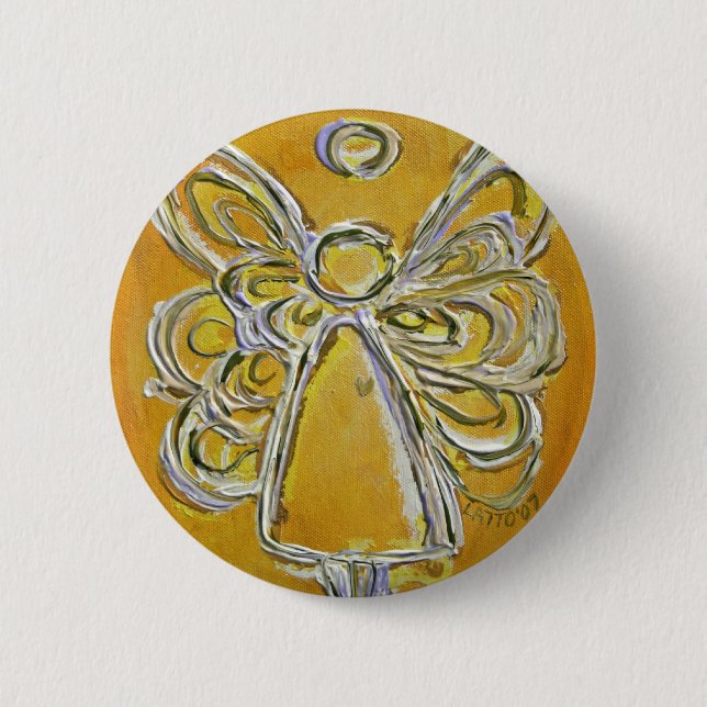 Yellow Angel Button or Pin (Front)