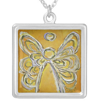 Yellow Angel Wings Silver Necklace