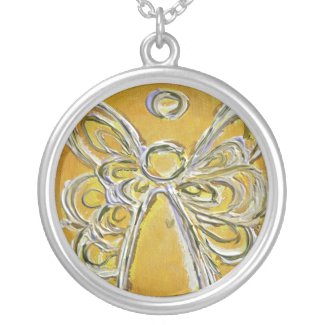 Yellow Angel Wings Silver Necklace