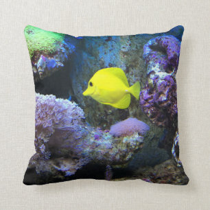 Yellow Angelfish Throw Pillow