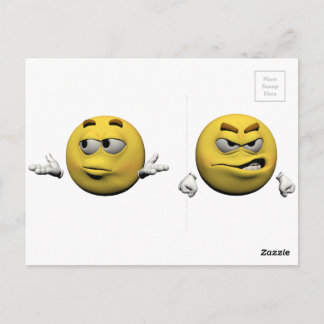 Yellow angry emoticon or postcard