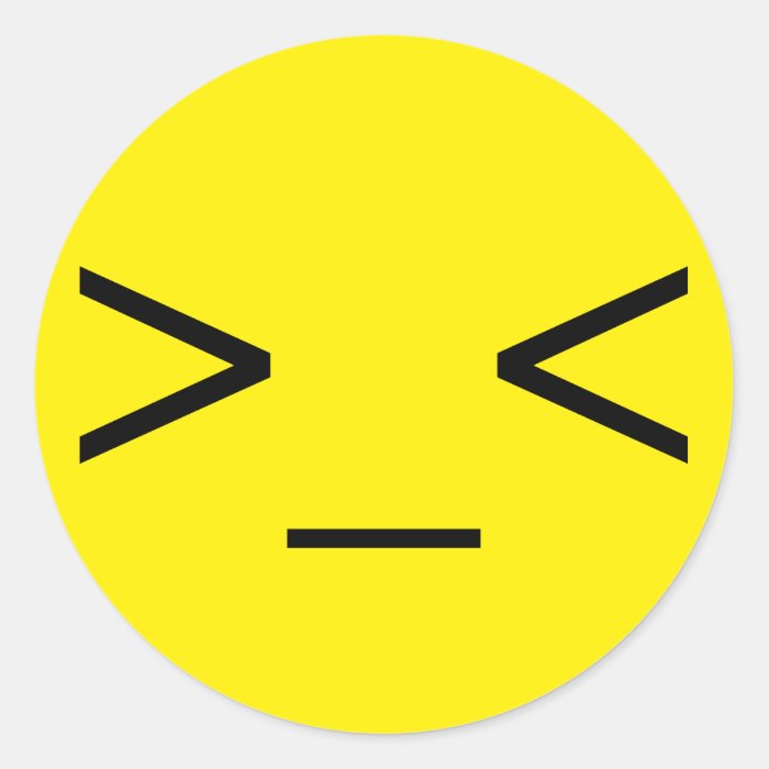 Yellow >_< Angry Emoticon Stickers