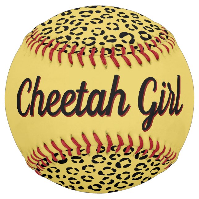 Yellow Animal Print (personalize) Softball (Back)