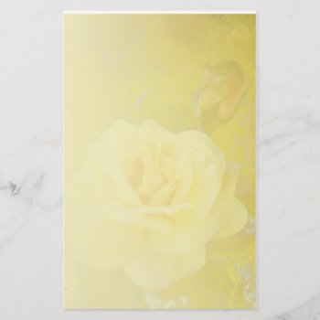 Yellow Antique Rose Light Blend Stationery by profilesincolor at Zazzle
