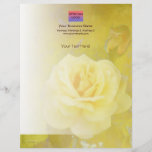 Yellow Antique Rose Vertical Letterhead<br><div class="desc">Beautiful Yellow Rose and rosebud in a glowing yellow and gold garden. Gentle ochre and brown add an antiqued gold leaf qualty. Muted greens of leaves and stems add soft harmony. Nice!</div>