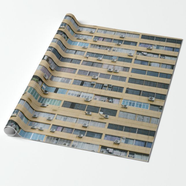 Yellow Apartment Building Wrapping Paper (Unrolled)
