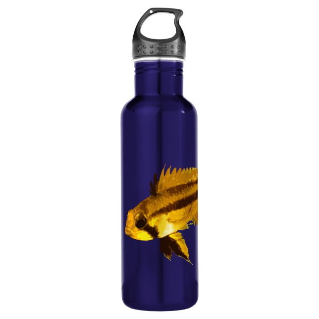 Yellow Apistogramma Fish Fan Stainless Steel Water Bottle (Front)