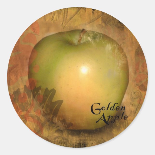 Yellow Apple Classic Round Sticker (Front)