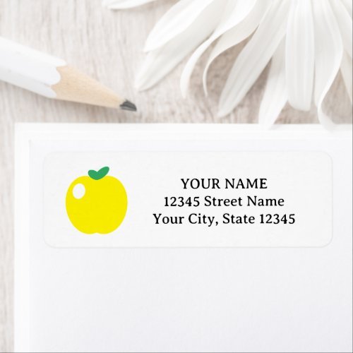 Yellow apple drawing return address labels