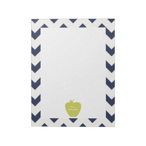 Yellow Apple Navy Chevron Teacher Notepad