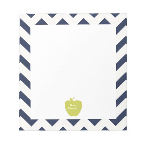 Yellow Apple Navy Chevron Teacher Notepad