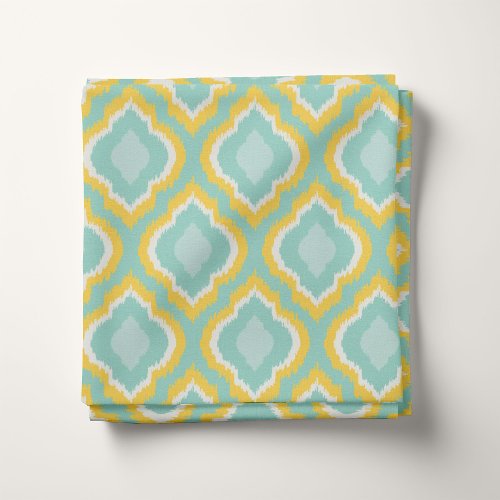 Yellow Aqua and Mint Ikat Moroccan Fabric