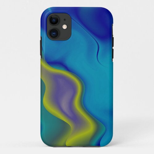 Yellow Aqua Blue Abstract Background iPhone 11 Case