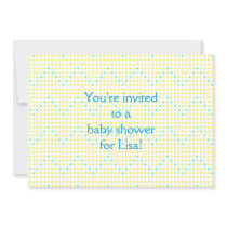 Yellow Aqua Chevron Dots Baby Shower Invitations