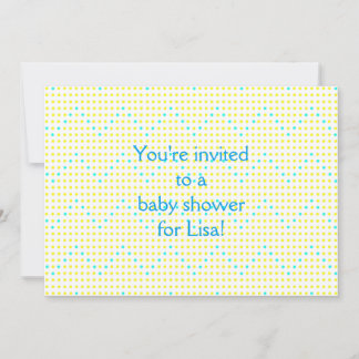 Yellow Aqua Chevron Dots Baby Shower Invitations