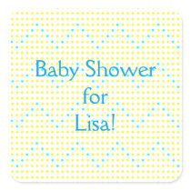 Yellow Aqua Chevron Dots Baby Shower Stickers