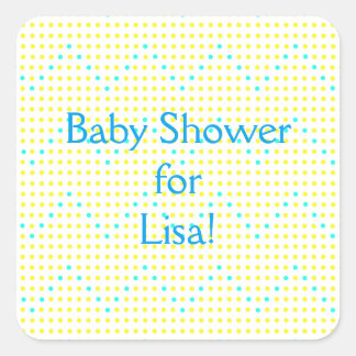 Yellow Aqua Chevron Dots Baby Shower Stickers