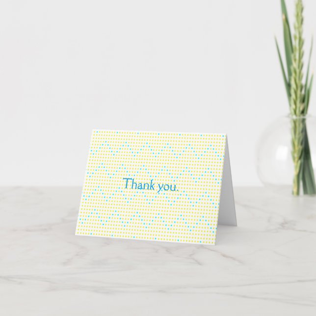 Yellow Aqua Chevron Dots Thank You Cards (Front)