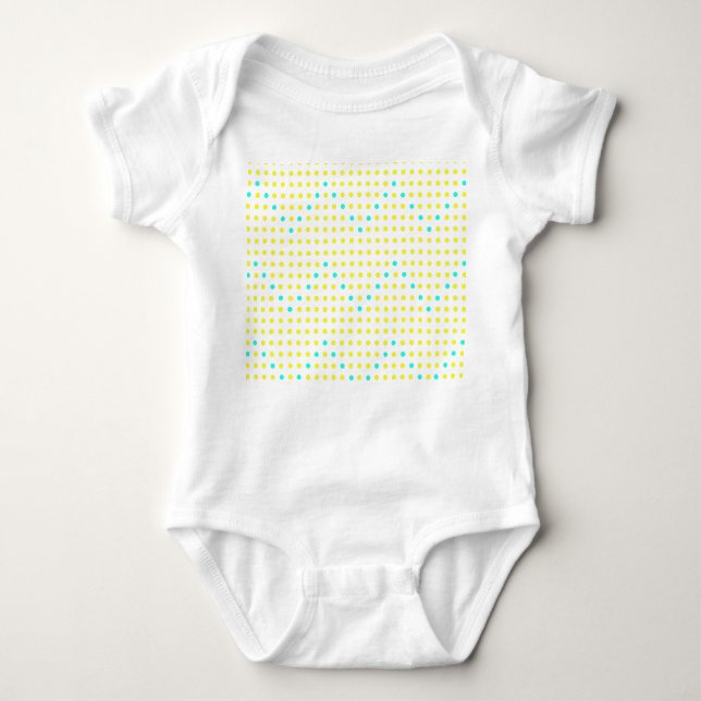 Yellow Aqua Chevron Dots ZigZag Baby Bodysuits (Front)