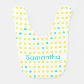 Yellow Aqua Chevron Polka Dots Personalized Bibs