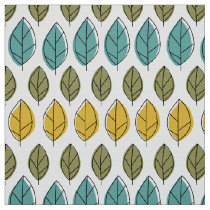 yellow aqua green Mod leaves pattern fabric