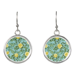Yellow & Aqua Vintage Spring Floral Wedding Earrings