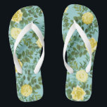 Yellow & Aqua Vintage Spring Floral Wedding Flip Flops<br><div class="desc">Beautiful vintage yellow roses floral with aqua background is great for your wedding invitations and decor!  An elegant spring floral that is perfect for a garden wedding or summer event!</div>