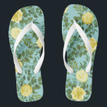 Yellow & Aqua Vintage Spring Floral Wedding Flip Flops<br><div class="desc">Beautiful vintage yellow roses floral with aqua background is great for your wedding invitations and decor!  An elegant spring floral that is perfect for a garden wedding or summer event!</div>