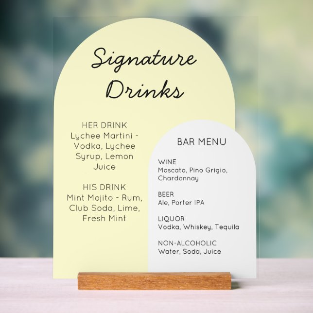 Yellow Arch Wedding Bar Sign Custom Display (Neutral)
