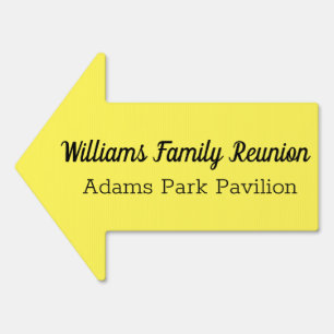 Yellow Arrow Shape Family Reunion or Event Yard Sign