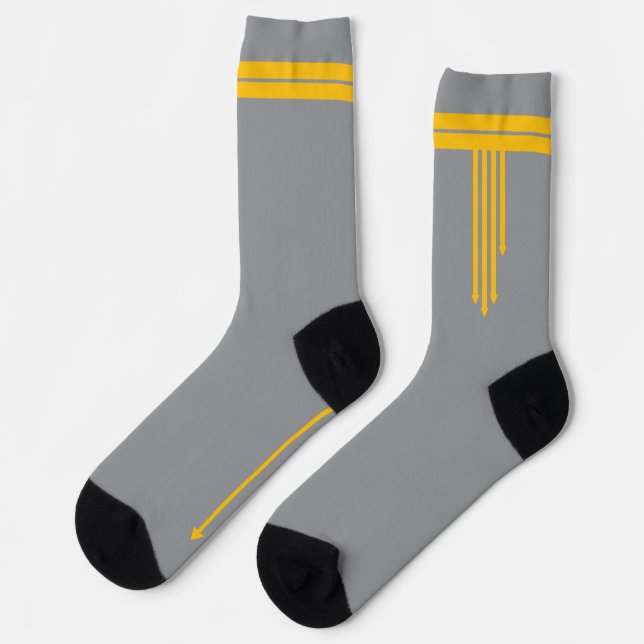 Yellow Arrows on Gray Socks (Left)