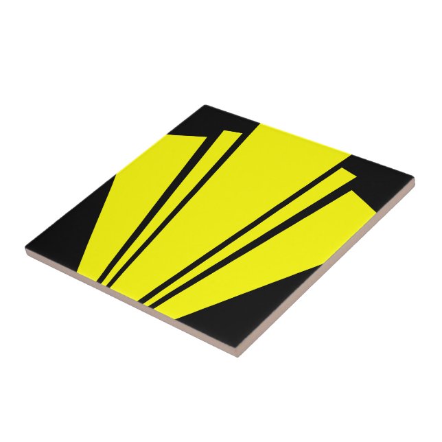 Yellow Art Deco Design Ceramic Tile (Side)