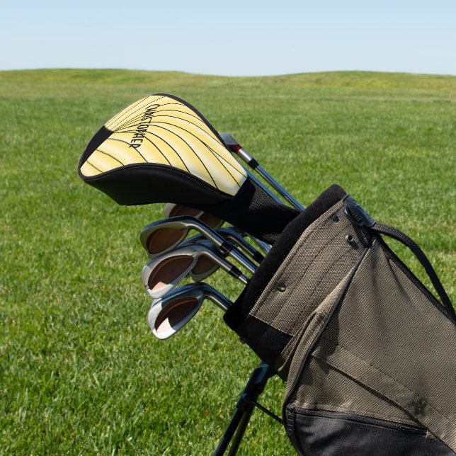 Yellow Art Deco Design Golf Head Cover (In Situ)