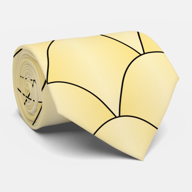 Yellow Art Deco Design Neck Tie (Rolled)