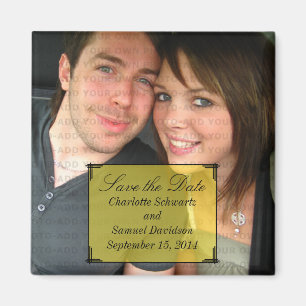 Yellow Art Deco Frame Save the Date Magnet
