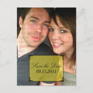 Yellow Art Deco Frame Save the Date Postcard
