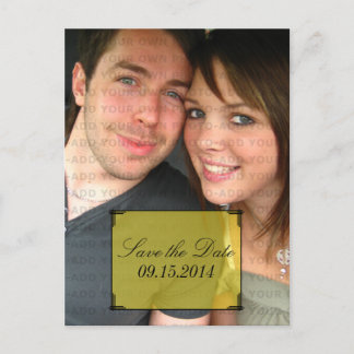 Yellow Art Deco Frame Save the Date Postcard