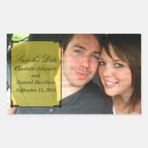 Yellow Art Deco Frame Save the Date Stickers