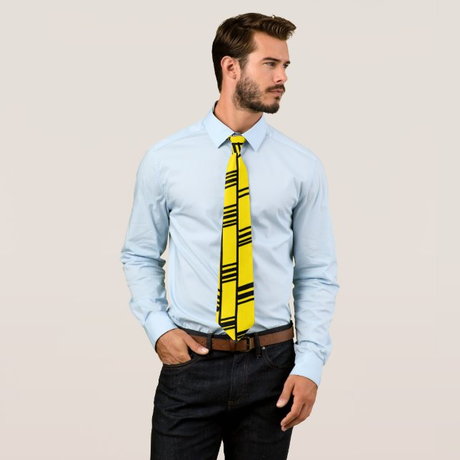 Yellow Art Deco Lines  Neck Tie (In Situ)