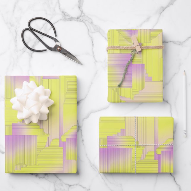 Yellow Art Deco Wrapping Paper Sheets (Front)
