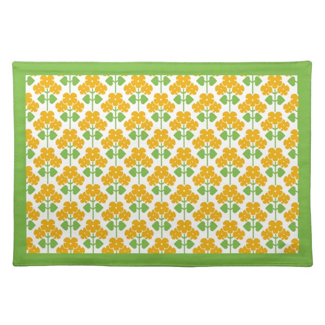 Yellow Arts & Crafts Primroses Cloth Placemat (Front)