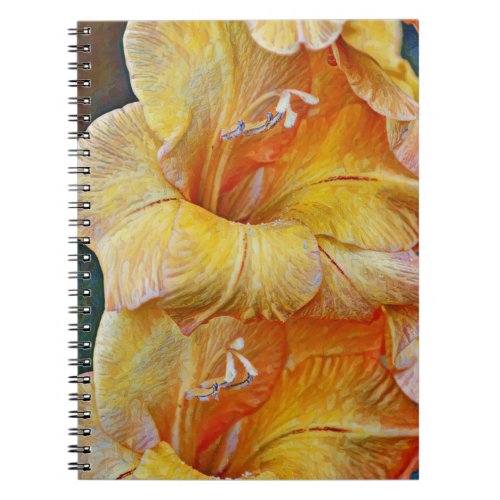 Yellow Artsy Gladiolus Flower Journal Notebook