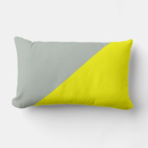 Yellow & Ash grey Solid Color Background Lumbar Pillow