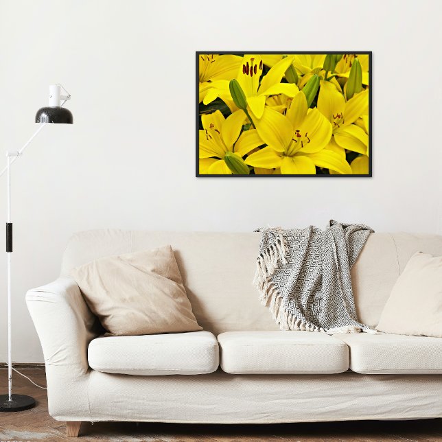 Yellow Asiatic Lilies Floral Poster (In Situ)